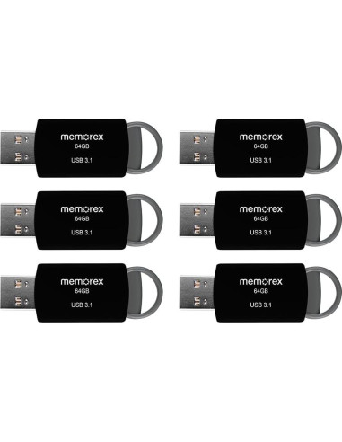 Memorex USB 3.1 Unidad Flash 64GB - Paquete de 6