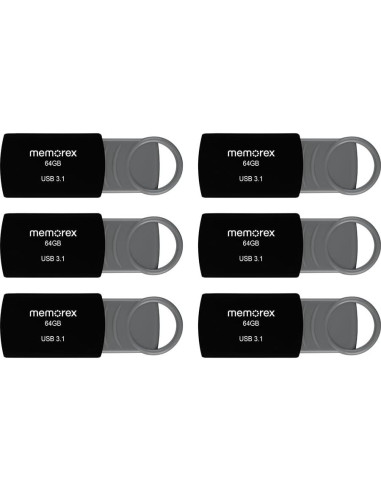 Memorex USB 3.1 Unidad Flash 64GB - Paquete de 6