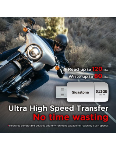 GIGASTONE 512GB Unidad Flash USB 3.2 Gen 1, 120MB/s