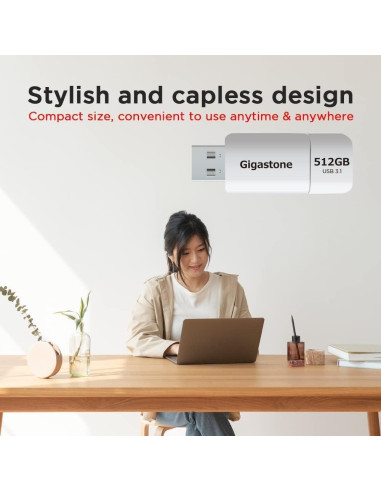GIGASTONE 512GB Unidad Flash USB 3.2 Gen 1, 120MB/s