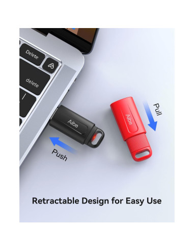 Aiibe 128GB Unidad Flash USB 2.0 - Paquete de 2 (Negro y Rojo)