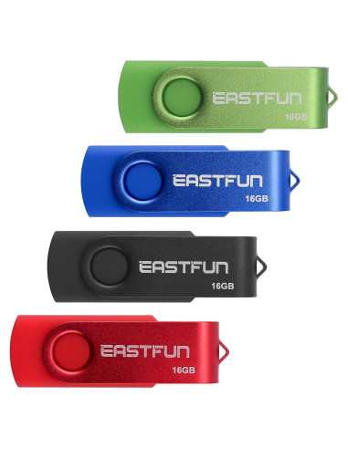 EASTFUN 4 Pcs 16GB USB 2.0 Memoria Flash Giratoria Colores Mezclados