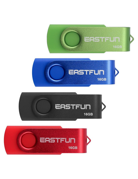 EASTFUN 4 Pcs 16GB USB 2.0 Memoria Flash Giratoria Colores Mezclados
