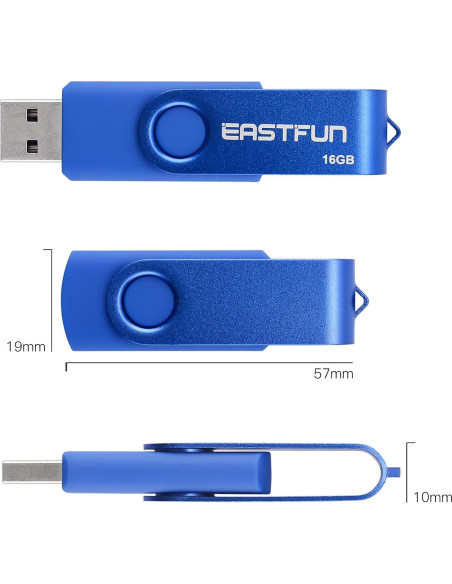 EASTFUN 4 Pcs 16GB USB 2.0 Memoria Flash Giratoria Colores Mezclados