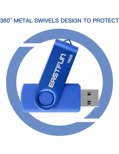 EASTFUN 4 Pcs 16GB USB 2.0 Memoria Flash Giratoria Colores Mezclados