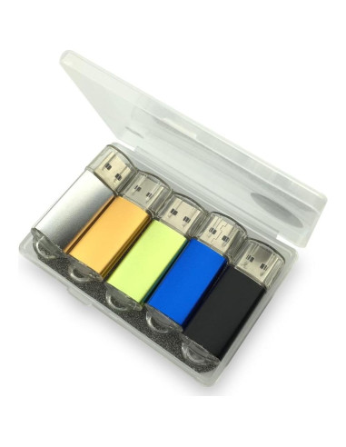 Paquete de 5 Pendrives USB 2.0 Ebamaz 128MB Metal Blanco