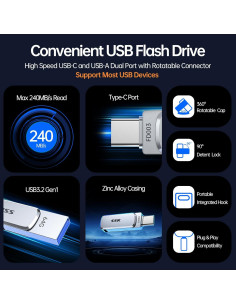 SSK 64GB Unidad Flash USB Doble USB-C y USB-A 3.2 2