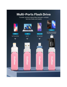 Unidad Flash USB 512GB Gulloe Rosa para iPhone y Android 2