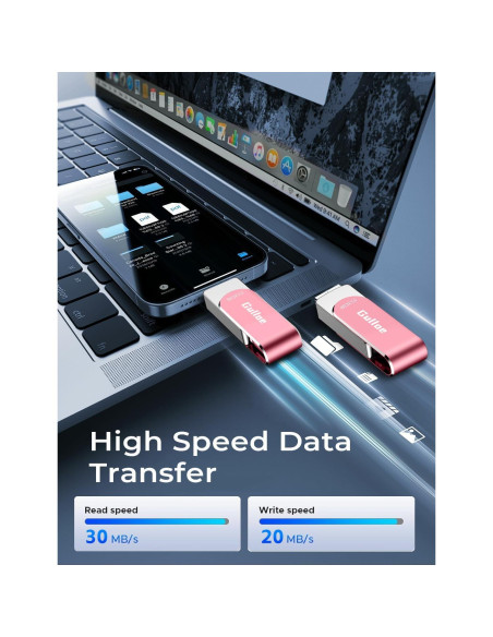 Unidad Flash USB 512GB Gulloe Rosa para iPhone y Android Unidad Flash USB 512GB Gulloe Rosa para iPhone y Android