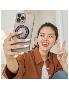 Soporte para teléfono NXVX purpurina plateada 360 rotatable 2