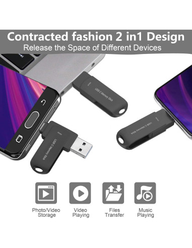 Unidad Flash 256GB HUPINS USB C Alta Velocidad 170MB/S Negro