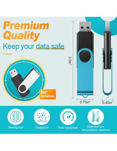 Kepmem Unidad Flash USB 64GB 10 Piezas USB 3.0 Multicolor