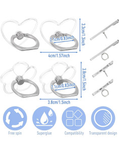 Soporte de Anillo para Teléfono Ymapinc 4 Pcs Transparente 2