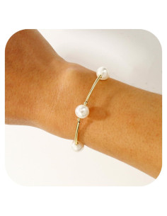 Brazalete de Perlas Blancas Elegance 11 Diseños 17.78 cm