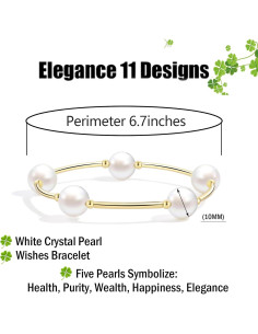 Brazalete de Perlas Blancas Elegance 11 Diseños 17.78 cm 2