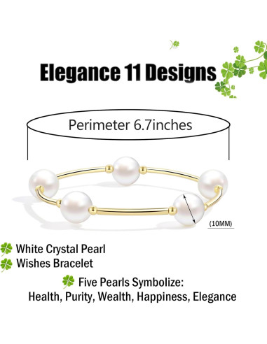 Brazalete de Perlas Blancas Elegance 11 Diseños 17.78 cm