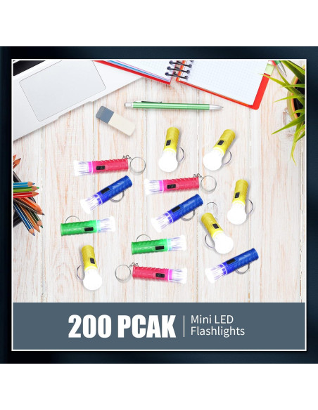 200 Mini Linternas de Llavero LED Geelin 6 Colores 6.6 cm