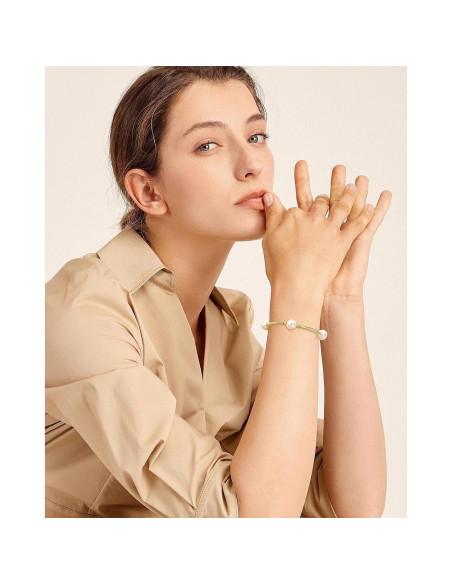 Brazalete de Perlas Blancas Elegance 11 Diseños 17.78 cm