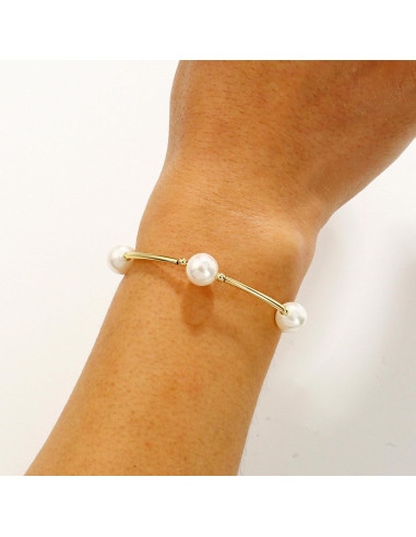 Brazalete de Perlas Blancas Elegance 11 Diseños 17.78 cm