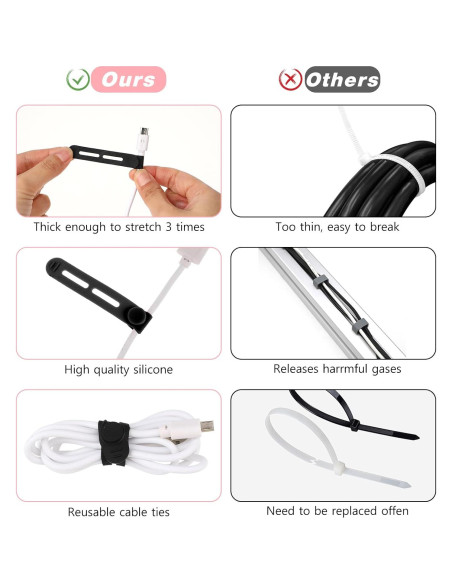 Bridas Reutilizables Molain 20Pcs Silicona Organizador de Cables