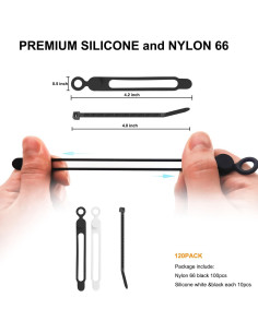 Juego Organizador de Cables 120 Piezas Wahsure - Silicona y Nylon 2