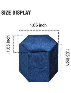 Caja de Anillo Vicoter Hexagonal Terciopelo 2 Ranuras Azul 2