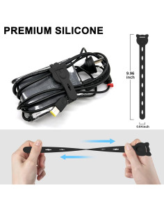 Correas de Cable Reutilizables Nearockle 12 Piezas Silicona 25.4x1.5cm 2