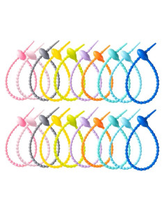 20 Corbatas de Cable de Silicona BIGEBO Multicolor 21 cm