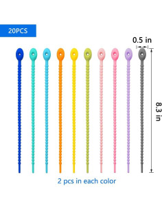 20 Corbatas de Cable de Silicona BIGEBO Multicolor 21 cm 2