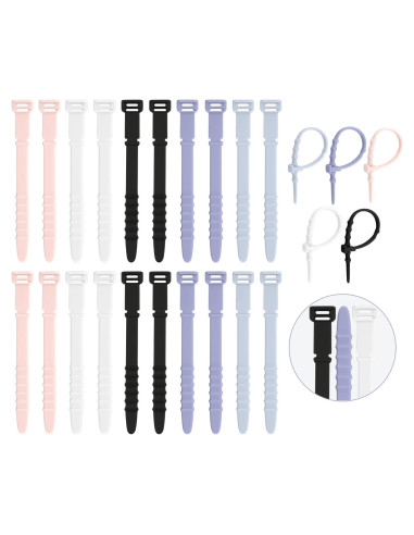 Bridas Reutilizables de Silicona QPIXVB - 20 Piezas Multicolor