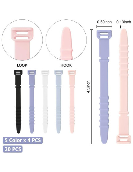 Bridas Reutilizables de Silicona QPIXVB - 20 Piezas Multicolor Bridas Reutilizables de Silicona QPIXVB - 20 Piezas Multicolor