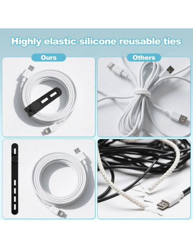 30 Sujetacables de Silicona Reutilizables qifuwanjingfeng 13cm