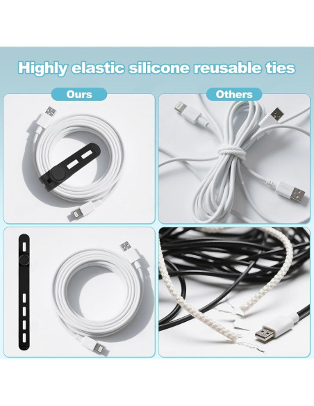 30 Sujetacables de Silicona Reutilizables qifuwanjingfeng 13cm