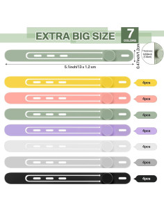 28 Correas de Silicona Reutilizables Teenyyou para Cables 2