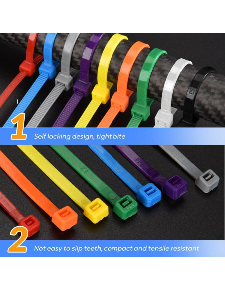 100 Hebillas de Cinta de Cable Universal Nylon LECDOA Negro