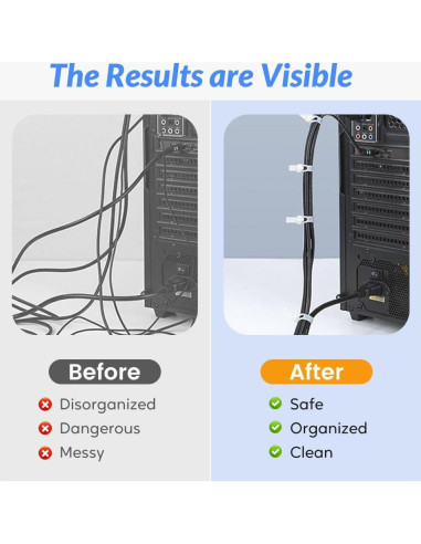 100 Hebillas de Cinta de Cable Universal Nylon LECDOA Negro