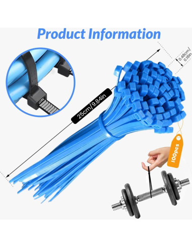 100 Hebillas de Cinta de Cable Universal Nylon LECDOA Negro