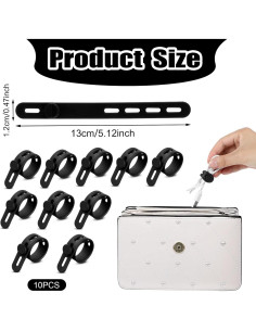 10 Correas de Cable Reutilizables Xinjoduz 13x1.2 cm Negro 2