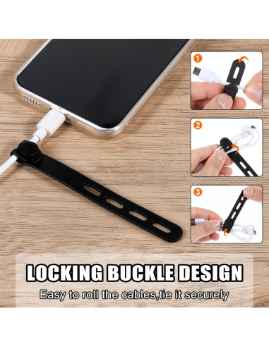 10 Correas de Cable Reutilizables Xinjoduz 13x1.2 cm Negro