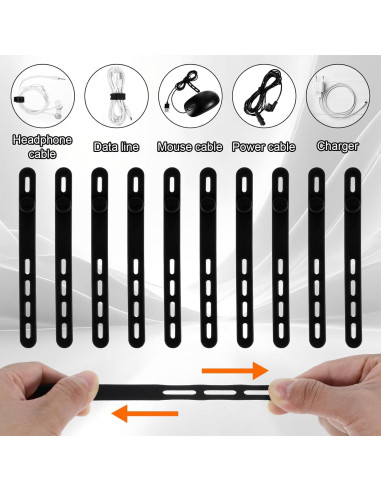 10 Correas de Cable Reutilizables Xinjoduz 13x1.2 cm Negro