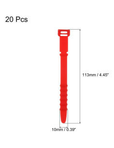 20 Bridas de Silicona Reutilizables uxcell 11.43 cm Rojas 2