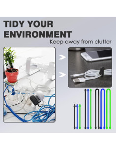 Juego de 9 Correas de Silicona UAIAGM para Organización de Cables 2
