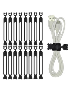 Organizador de Cables IFNOW de Silicona Reutilizable 16 PCS Negro