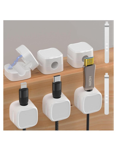 Organizador de Cables Magnético Damonent - Paquete de 8 Clips