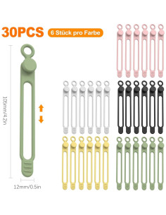 Sujetadores de Cable de Silicona CoguZed 30 Pcs Multicolor 2