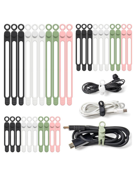 Organizador de Cables OneLeaf 30 Pcs Silicona Reutilizables