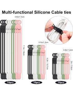 Organizador de Cables OneLeaf 30 Pcs Silicona Reutilizables 2