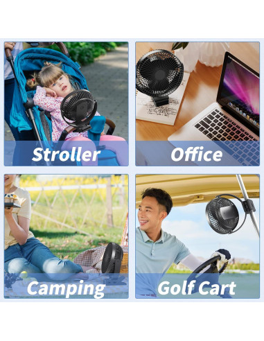 Ventilador de Clip Dorobeen TF29BW-BK Recargable 10000mAh