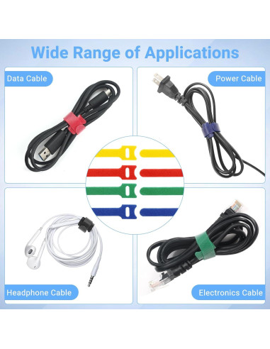 200 Sujetadores de Cable Reutilizables VZZNN Multicolor 4-6-8cm