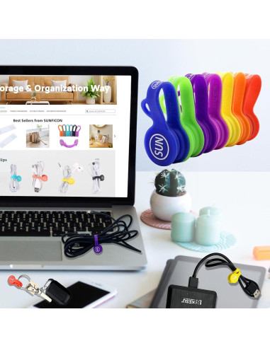 Clips Magnéticos para Cables SUNFICON 7 Piezas Silicona